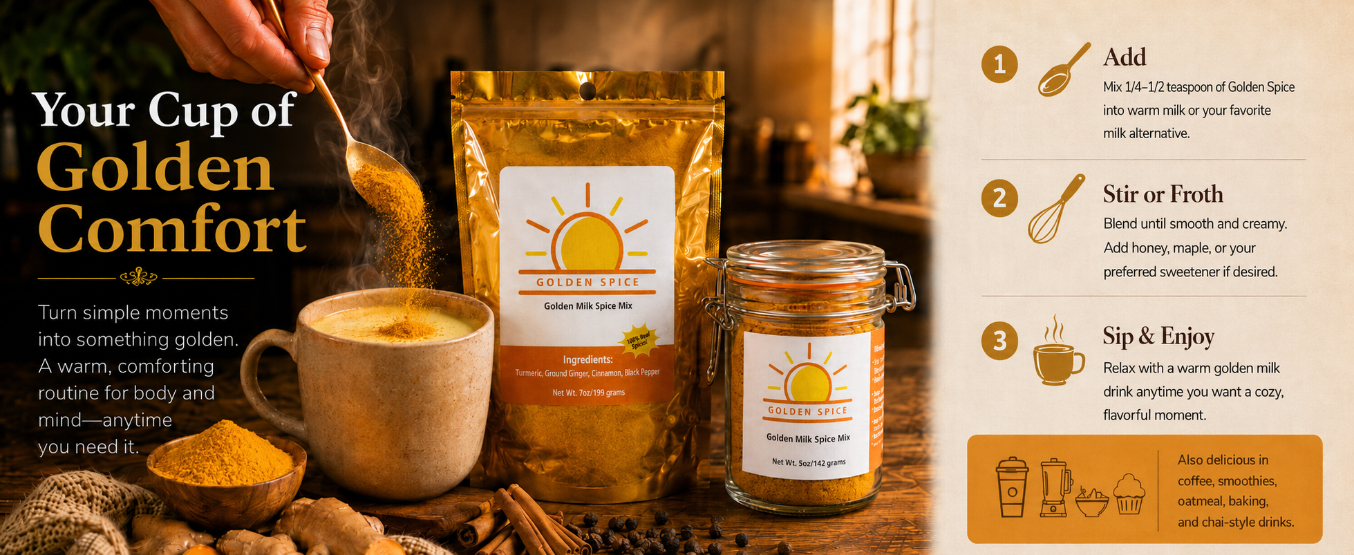 Golden Milk Spice Mix – 4.5oz Pouch