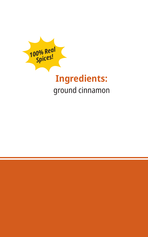 Golden Spice Cinnamon - ingredients label, 100% Real Spices