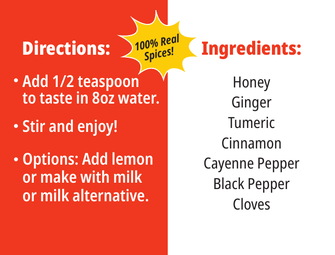 Golden Spice Fire Honey - directions and ingredients label