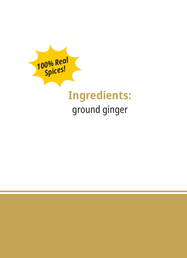 Golden Spice Ginger - ingredients label, 100% Real Spices
