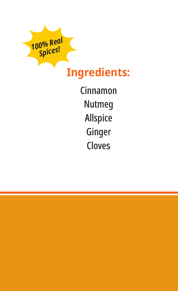 Golden Spice Pumpkin Pie Spice Mix - ingredients label, 100% Real Spices